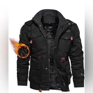 New Men's Winter Jacket Military  Fleece Lined Thick Warm Coats Hood Medium
